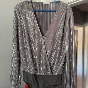 Shiny Silver Max & Co Crepe Bodysuit from Italy